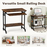 Tangkula Rolling Computer Desk Cart with Keyboard Tray
