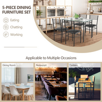 Tangkula Dining Table Set, 5 Pieces Dining Set with Tempered Glass Top Table and 4 Chairs