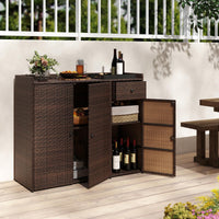 Tangkula Rattan Outdoor Storage Cabinet for Patio Garden Poolside