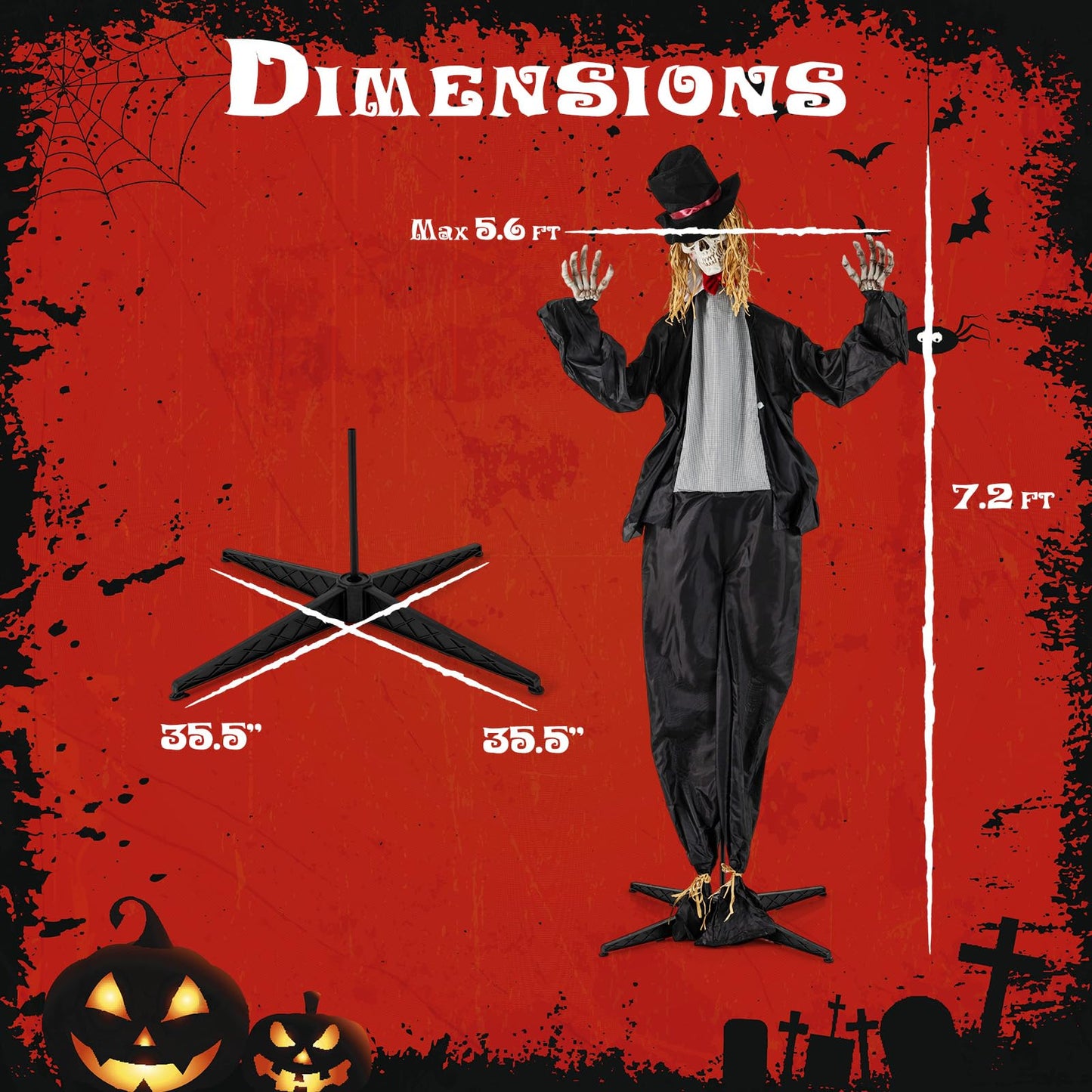 Tangkula Marié Animé Debout 2,2 M Décoration de Maison Hantée Halloween