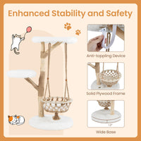 Tangkula 48.5” Natural Branch Modern Cat Tower with Luxury Hanging Cradle