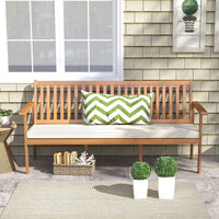 Tangkula Outdoor 3-Seat Wood Bench, 64 Inches Extra Long Acacia Chair w/Seat Cushion