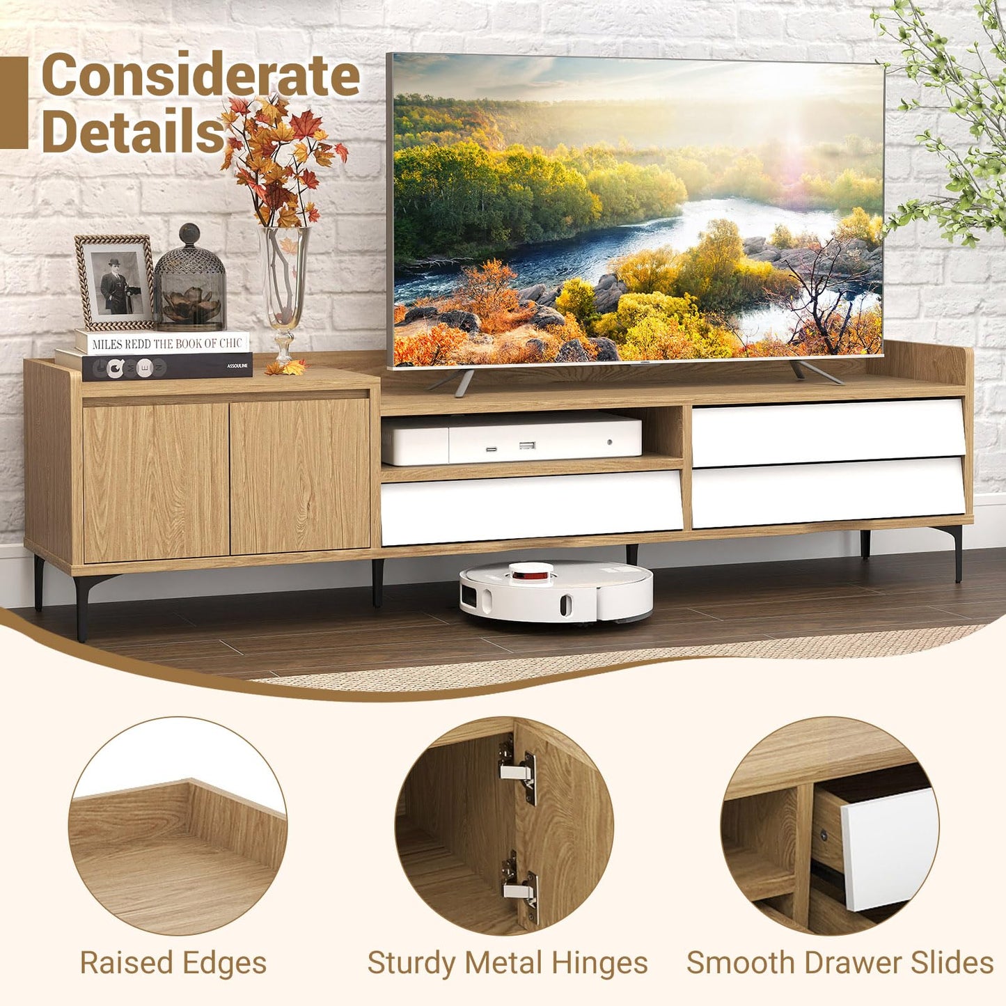 Tangkula White TV Stand for TVs up to 80”