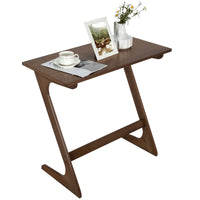 Bamboo TV Tray Sofa Side Table, Z-Shaped Couch Table with 29.5'' x 16'' Tabletop