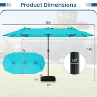 Tangkula 13FT Double-sided Patio Umbrella with Solar Lights