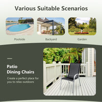 Tangkula 4 Pieces Patio Dining Chairs, Outdoor Stackable All Weather Heavy Duty Dining Chairs Set with Armrests