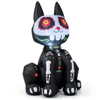 Tangkula 4 FT Day of the Dead Inflatable Skull Black Cat with LED Lights
