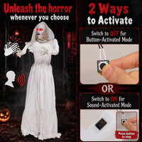 Tangkula 5.7 FT Animated Halloween Ghost Bride Decoration with Swapped Face