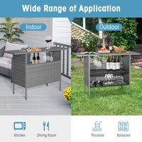 Tangkula Outdoor Wicker Bar Table