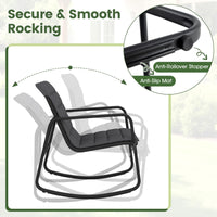 Tangkula 3 Piece Outdoor Rocking Bistro Set | Porch Rocker Chairs with Tempered Glass Table