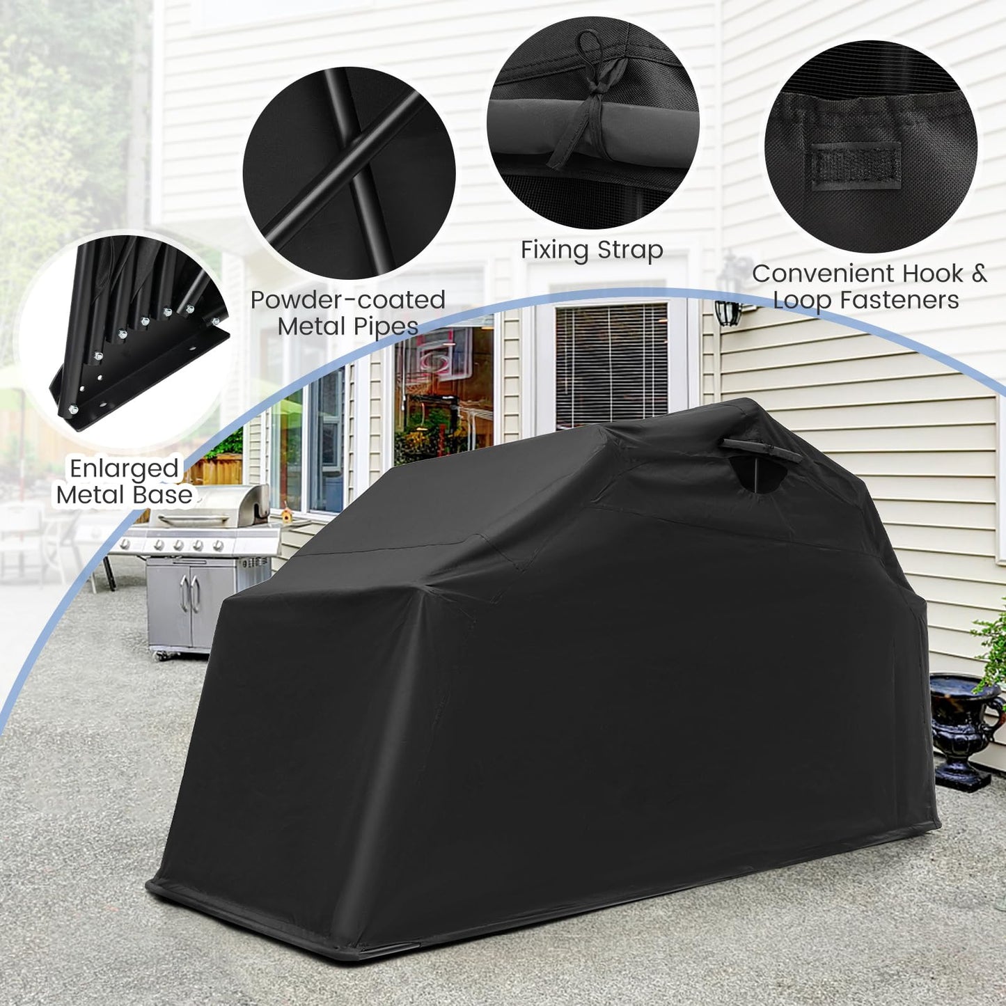 Tangkula Motorcycle Shed, Waterproof Motorcycle Garage with 600D Oxford Cover, Ventilation Window