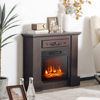Tangkula Electric Fireplace Insert, Recessed 1400 W Electric Fireplace