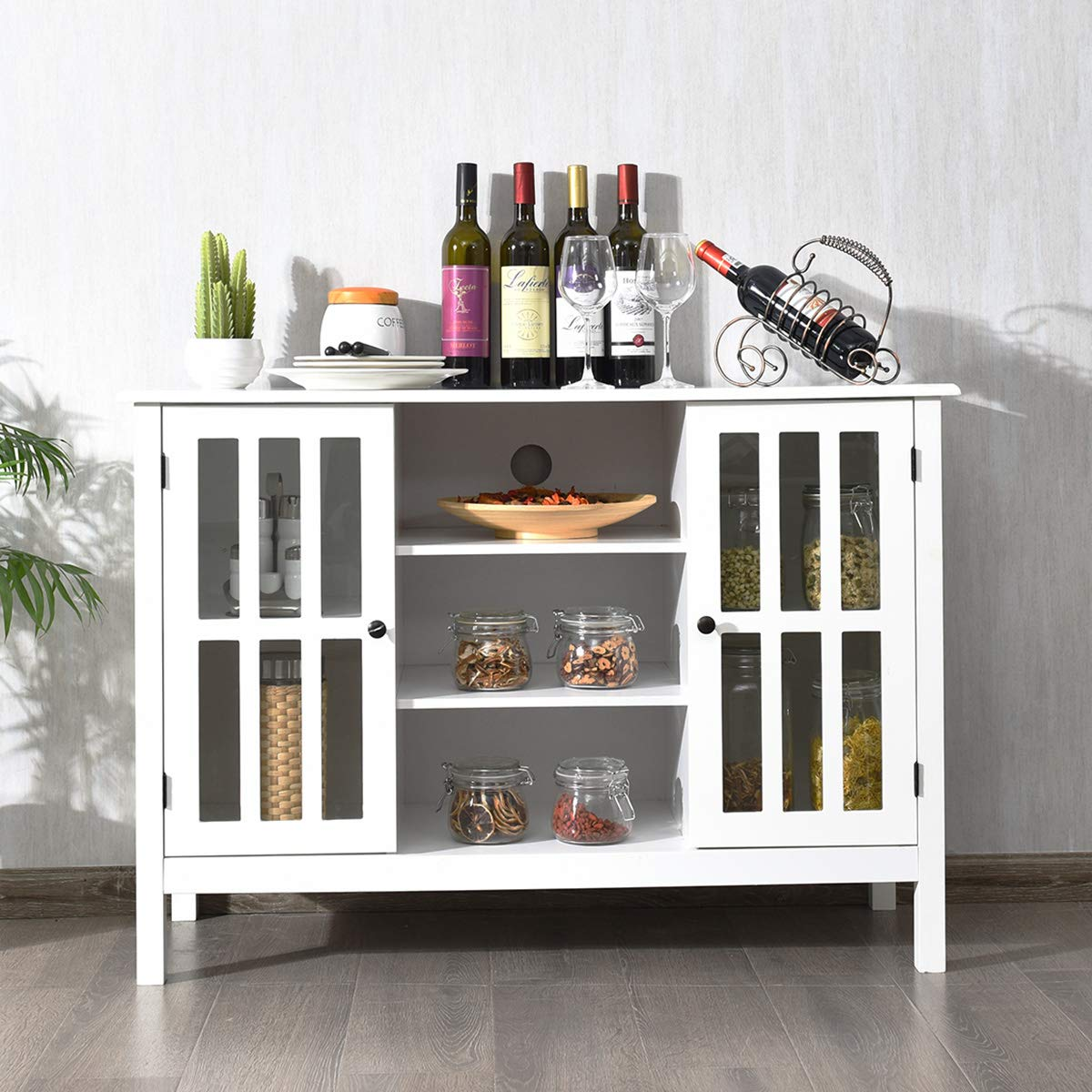 Tangkula Wood TV Stand, Classic Design Storage Console Free Standing Cabinet for TV up to 50"