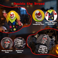 Tangkula 2 Pack Halloween Animated Tabletop Clown & Grim Reaper Decorations