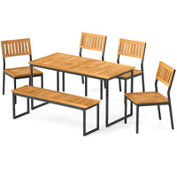 Tangkula 6 Pieces Outdoor Acacia Wood Dining Set