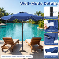 Parasol de terrasse Tangkula 2,7 m, parasol d'extérieur avec manivelle, inclinaison par bouton-poussoir, parasol de plage à 2 niveaux avec toile de protection solaire