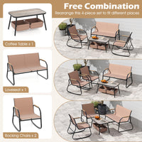 Ensemble de mobilier de patio Tangkula 4/8 pièces, table basse à 2 niveaux et chaises en tissu respirant