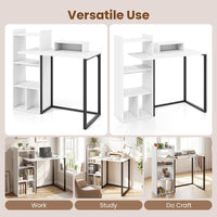 Tangkula 43.5" Computer Desk with Charging Station Ergonomic Monitor Stand & Storage Shelves