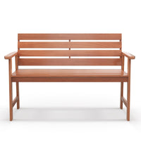 Tangkula 48 Inch Hardwood Patio Bench, Wood 2-Seat Chair with Breathable Slatted Seat & Inclined Backrest