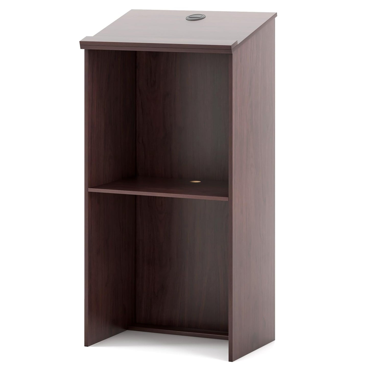 Tangkula Floor Standing Podium, Wooden Speaking Lectern with Adjustable Shelf