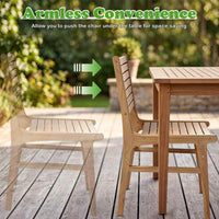 Tangkula Teak Wood Outdoor Dining Chair for Yard & Garden