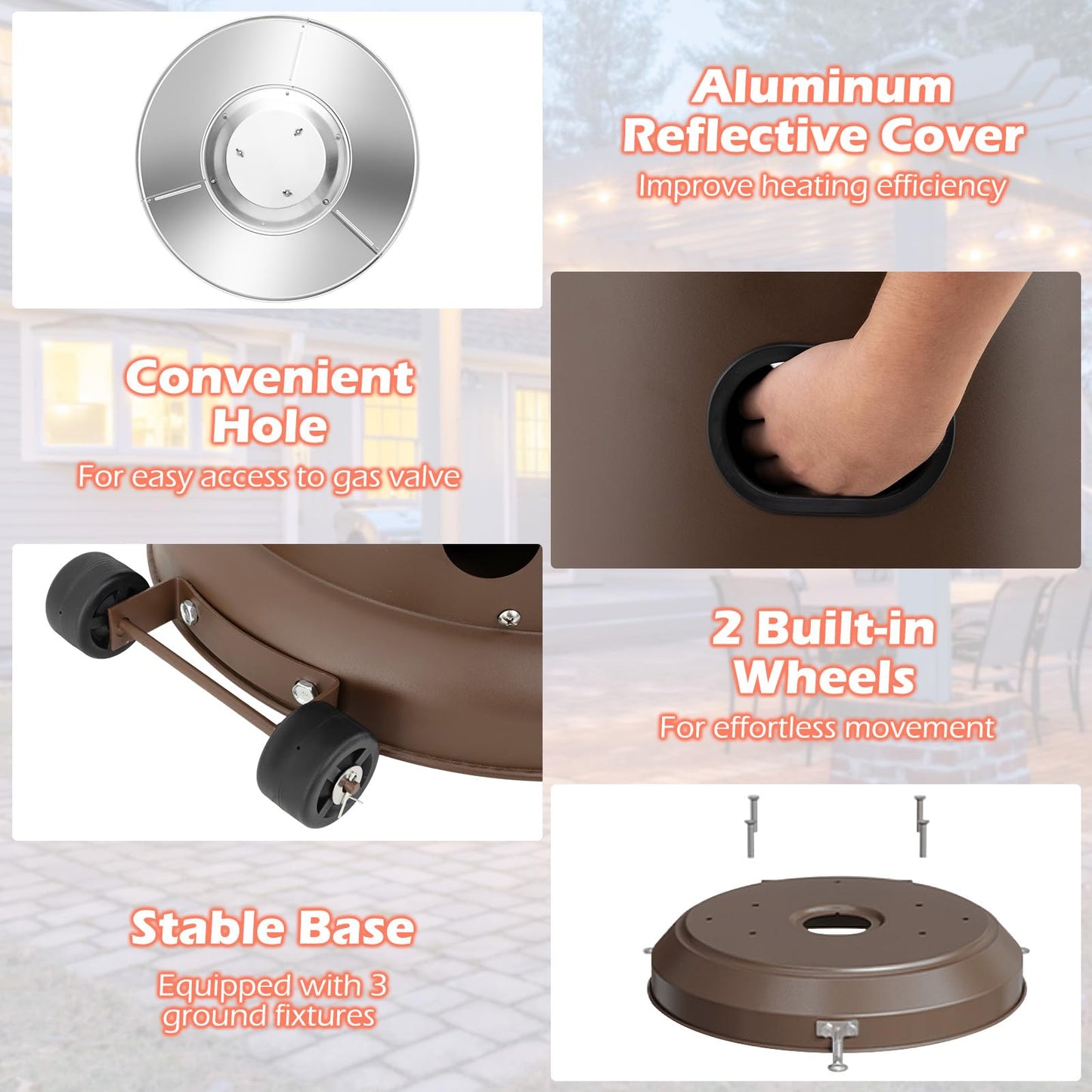 Tangkula 50,000 BTU Propane Outdoor Heater, Patio Heater with Strengthened Stainless Steel Burner