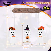 Tangkula Halloween Lighted 3 Pop up Ghosts with Gate