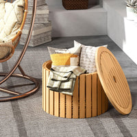Tangkula 2-in-1 Outdoor Side Table with Storage for Backyard