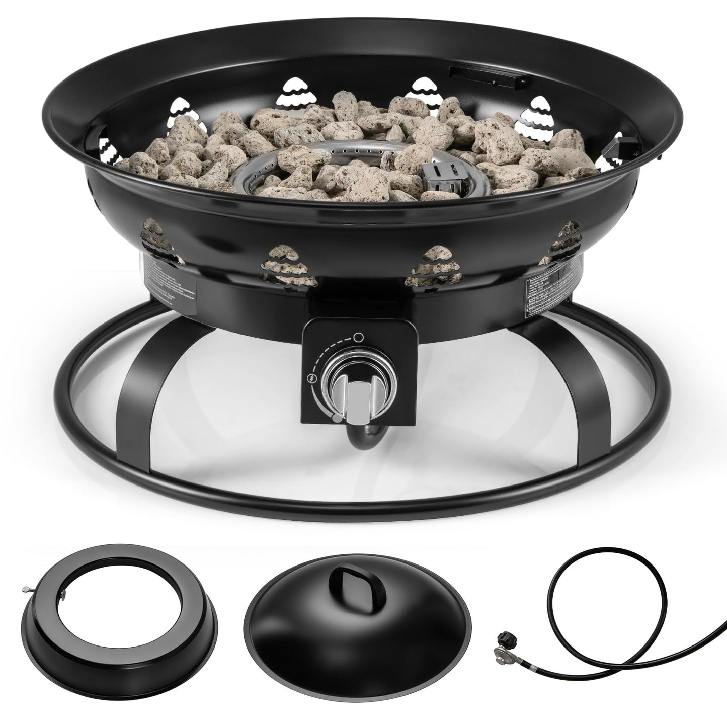 Tangkula 21 Inch Diameter Patio Portable Fire Bowl with Cover