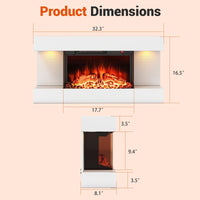 Tangkula 32" Fireplace Mantel with 18 Inches 3-Sided Fire Place