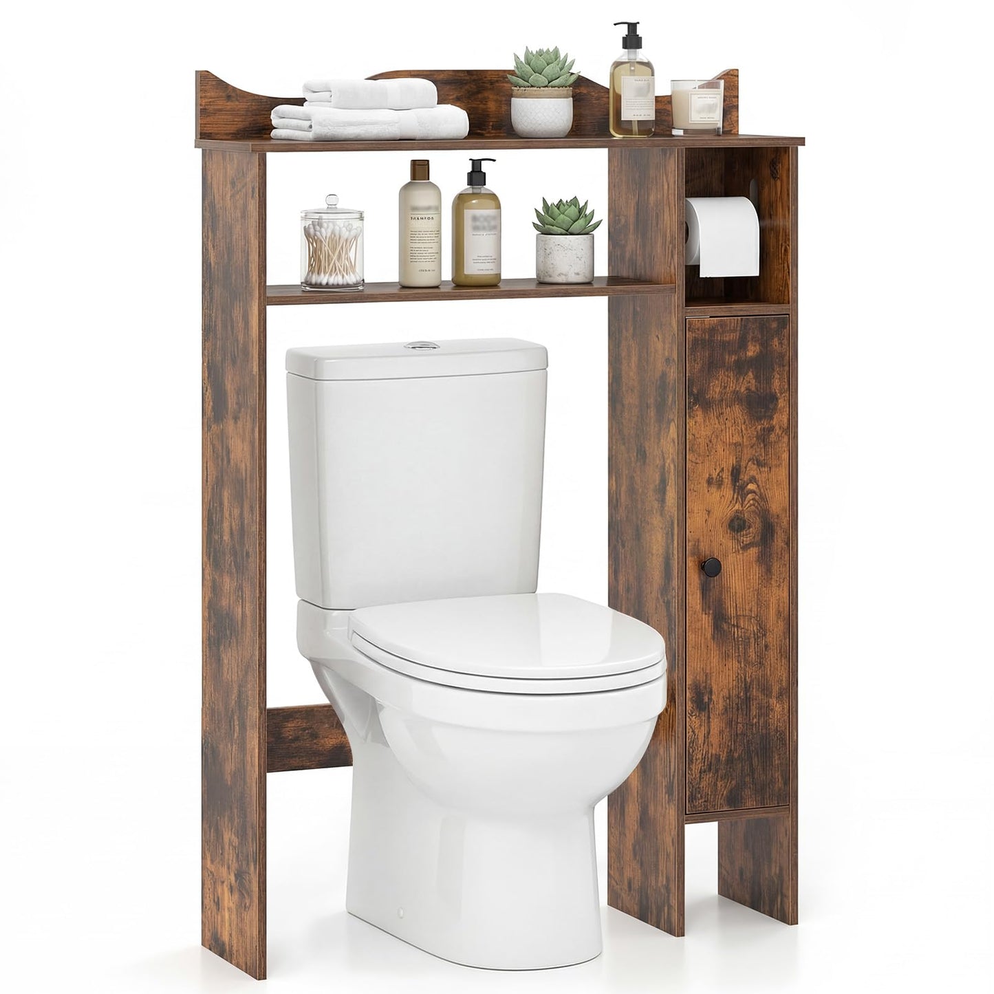 Tangkula Over The Toilet Storage Cabinet with Toilet Paper Holder