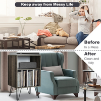 Tangkula Record Player Stand, Turntable Stand with Metal Legs, Vinyl Record Storage Cabinet w/ 5 Open Shelves Holds