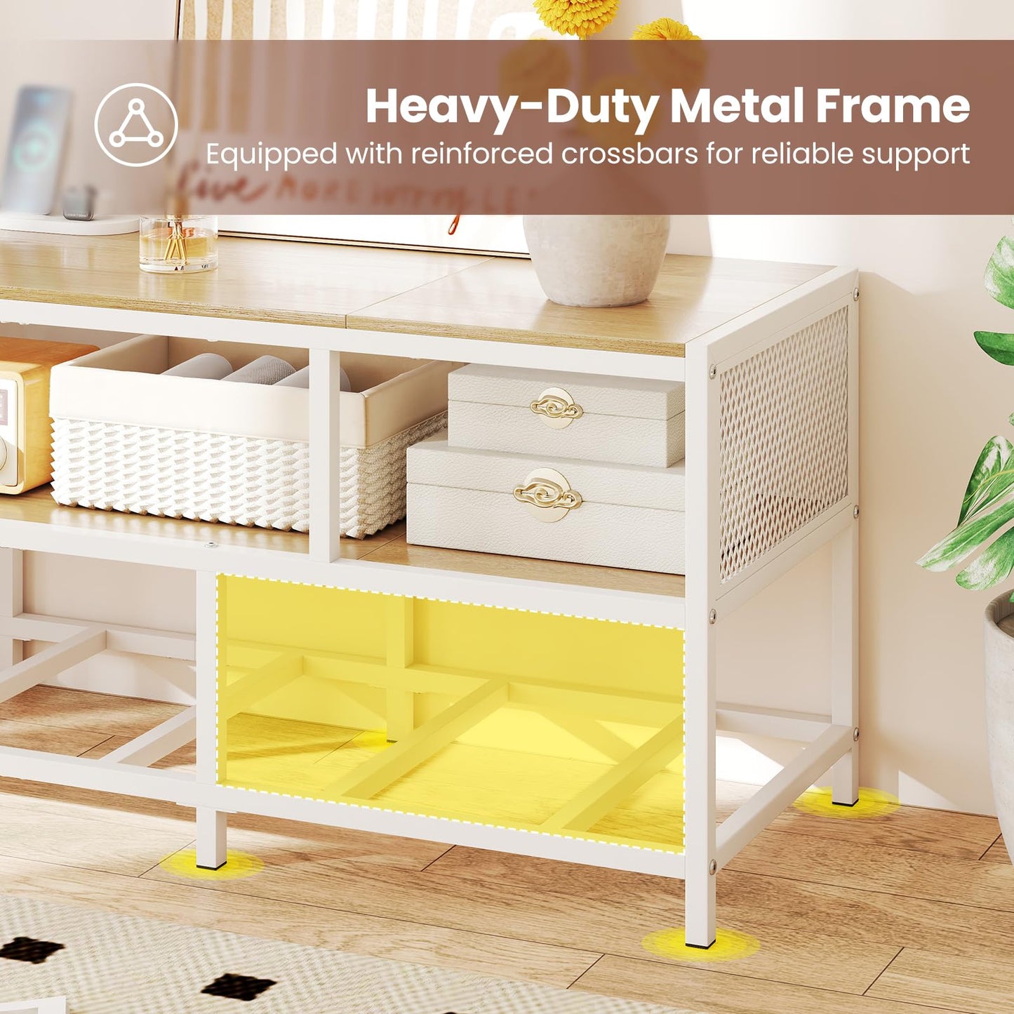 Tangkula Farmhouse TV Stand for TVs up to 65" 3-Tier Entertain Center