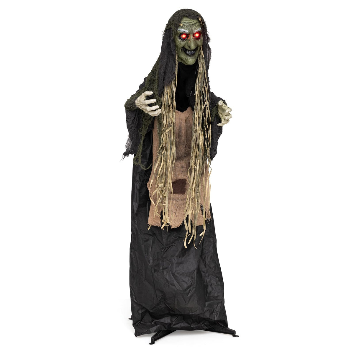 Tangkula 5.3 FT Halloween Animatronics Standing Hunchback Witch Decorations