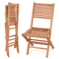 Tangkula Teak Wood Folding Patio Chairs Set of 2/4 ( Slatted Back )