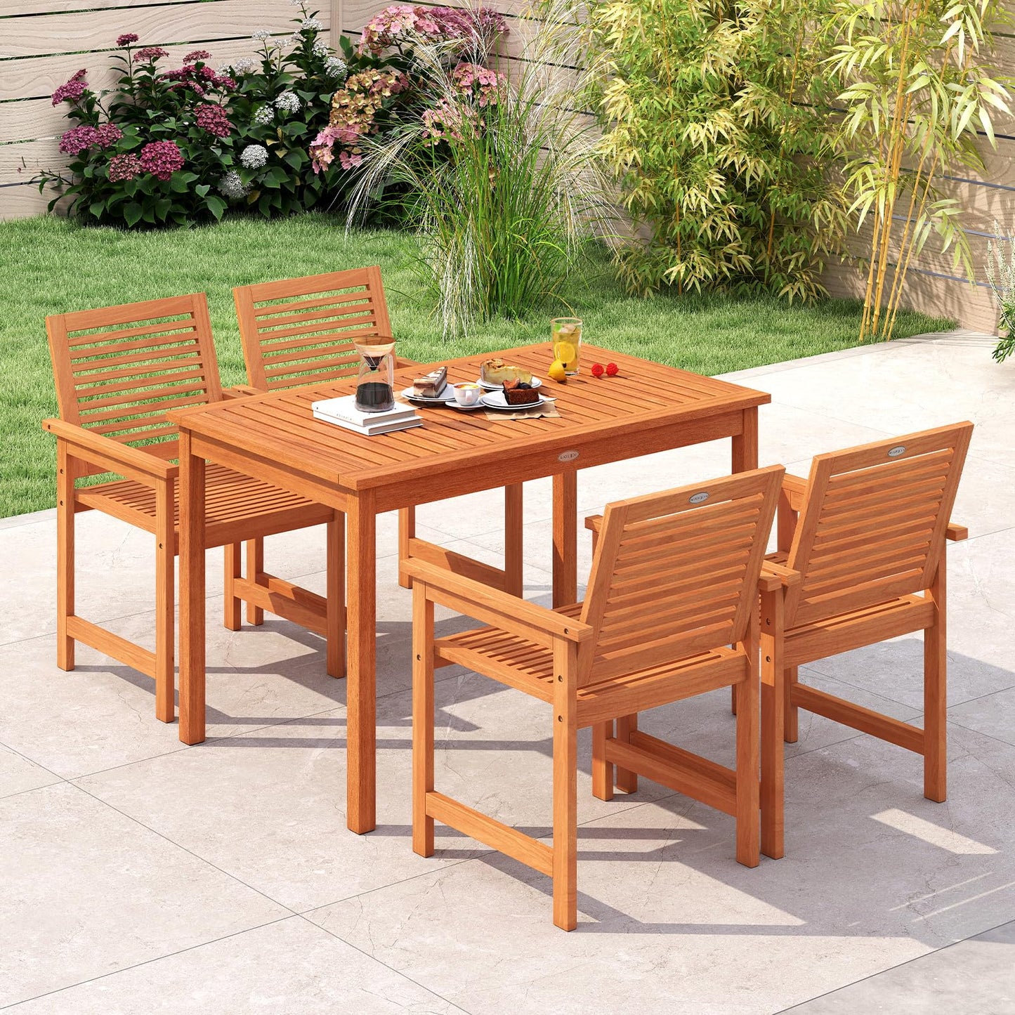 Table à manger d'extérieur Tangkula pour 4 à 6 personnes