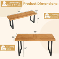 Tangkula 3 Pieces Patio Dining Table Set for Garden Yard