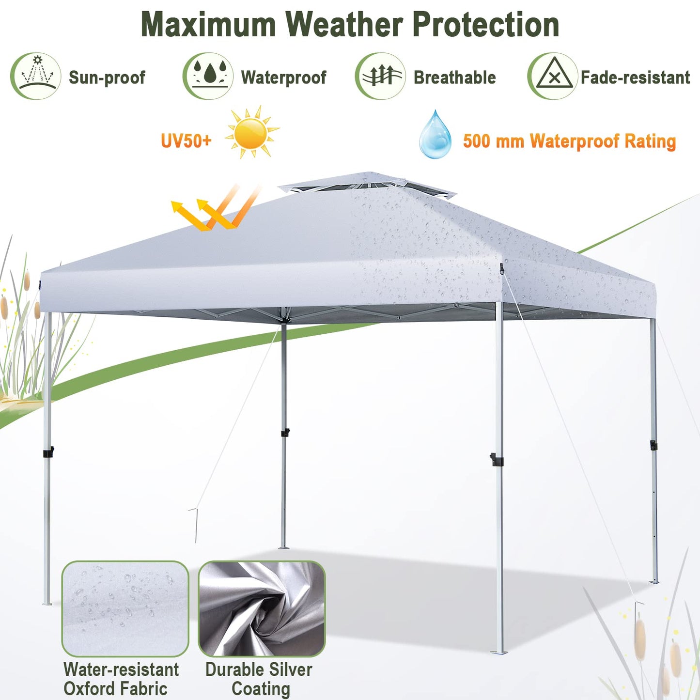 Tangkula 10x10 Ft Pop Up Canopy, Easy Set-up Outdoor Canopy with Center Lock
