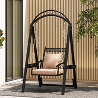 Balancelle de patio extérieure Tangkula avec cadre métallique robuste, coussins amovibles et tables d'appoint