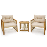 3 Pieces Acacia Wood Patio Furniture Set - Tangkula