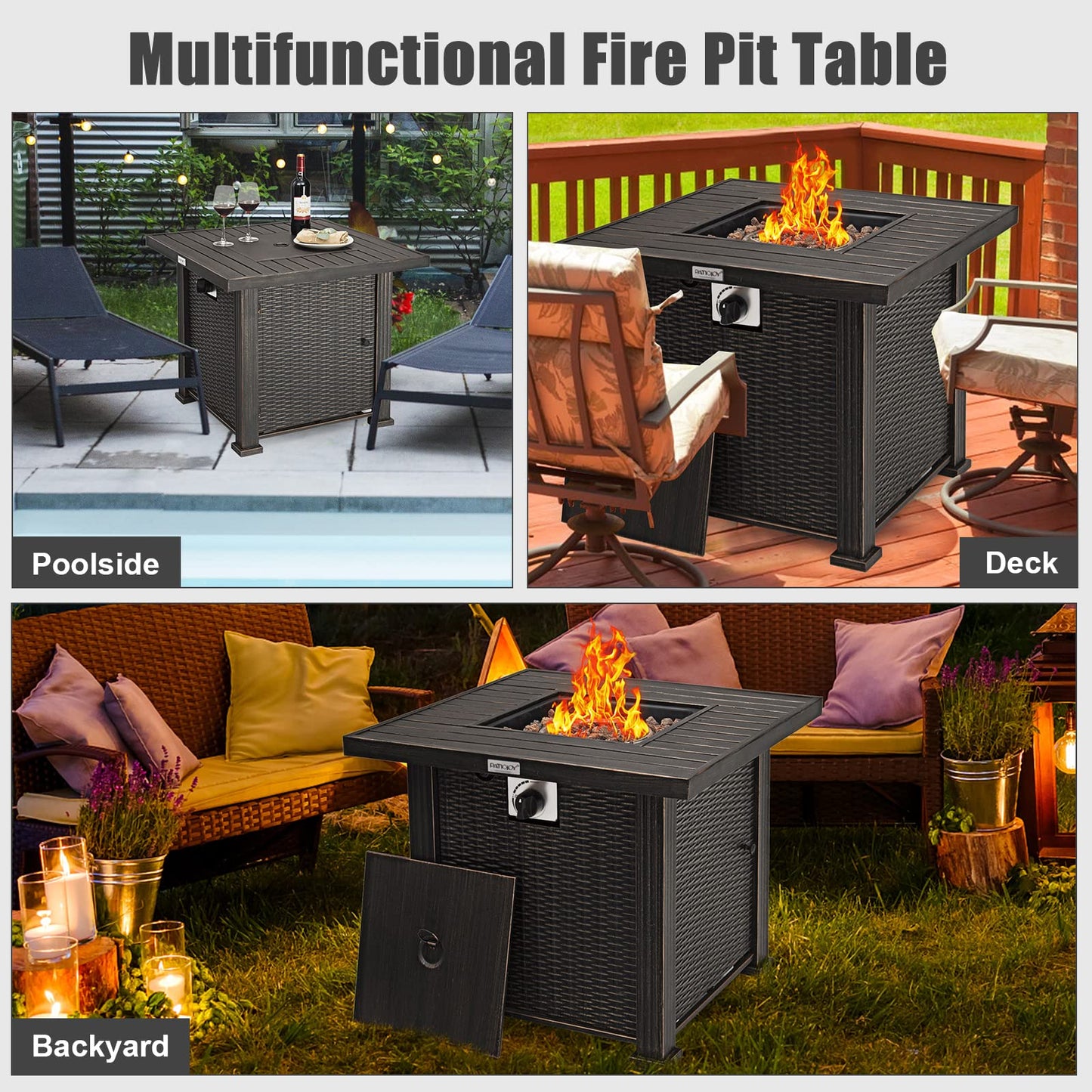 Tangkula 30 Inch Fire Pit Table with Removable Lid