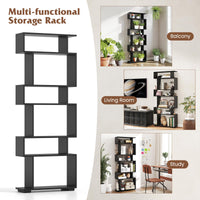 Tangkula 6 Tier S Shaped Bookshelf for Study