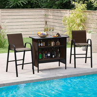 Tangkula 3 Piece Outdoor Bar Set for Backyard