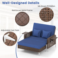 Tangkula Patio Rattan Daybed with 4 Level Adjustable Backrest