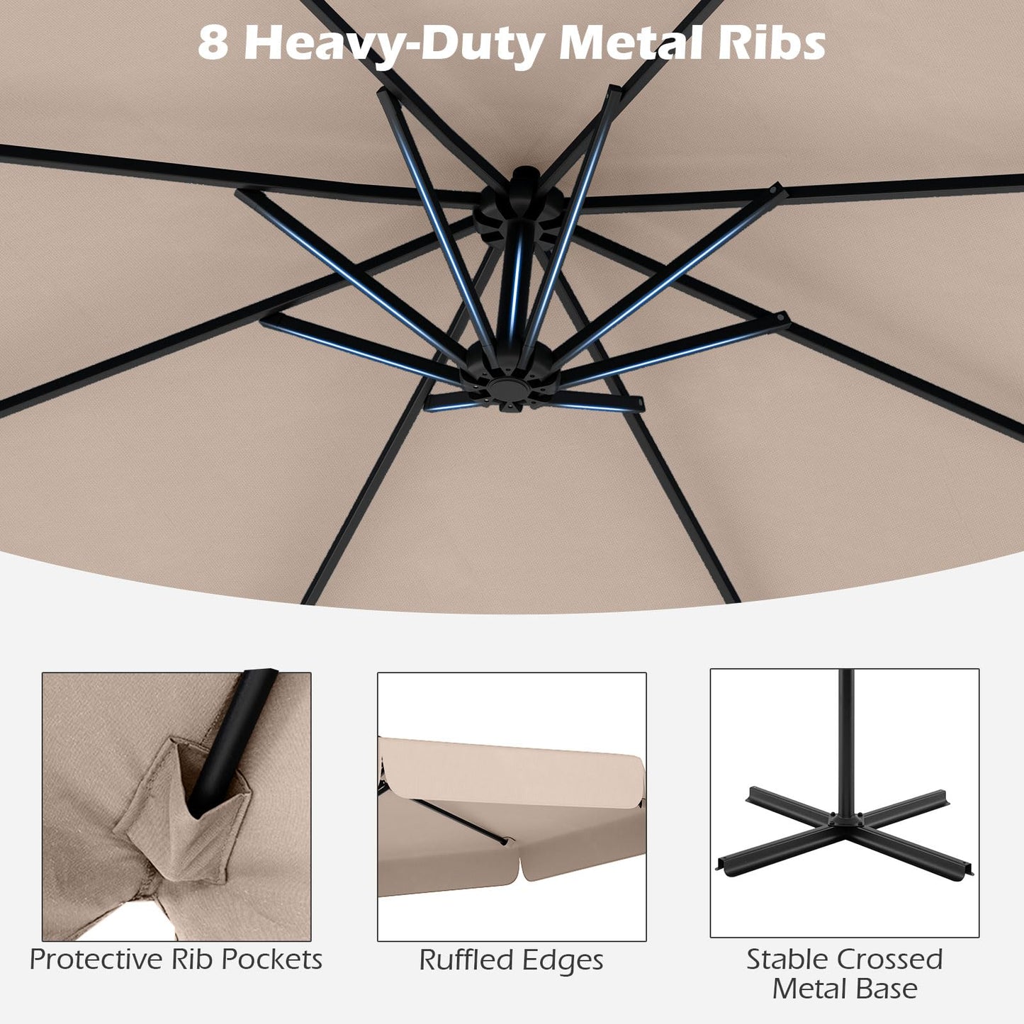 Tangkula 10FT Offset Hanging Umbrella with Cover