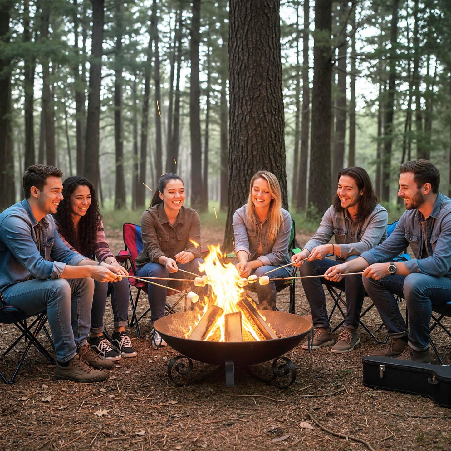 Tangkula 24 Inch Heavy-Duty Metal Fire Bowl with Handles for Outside Wood Burning