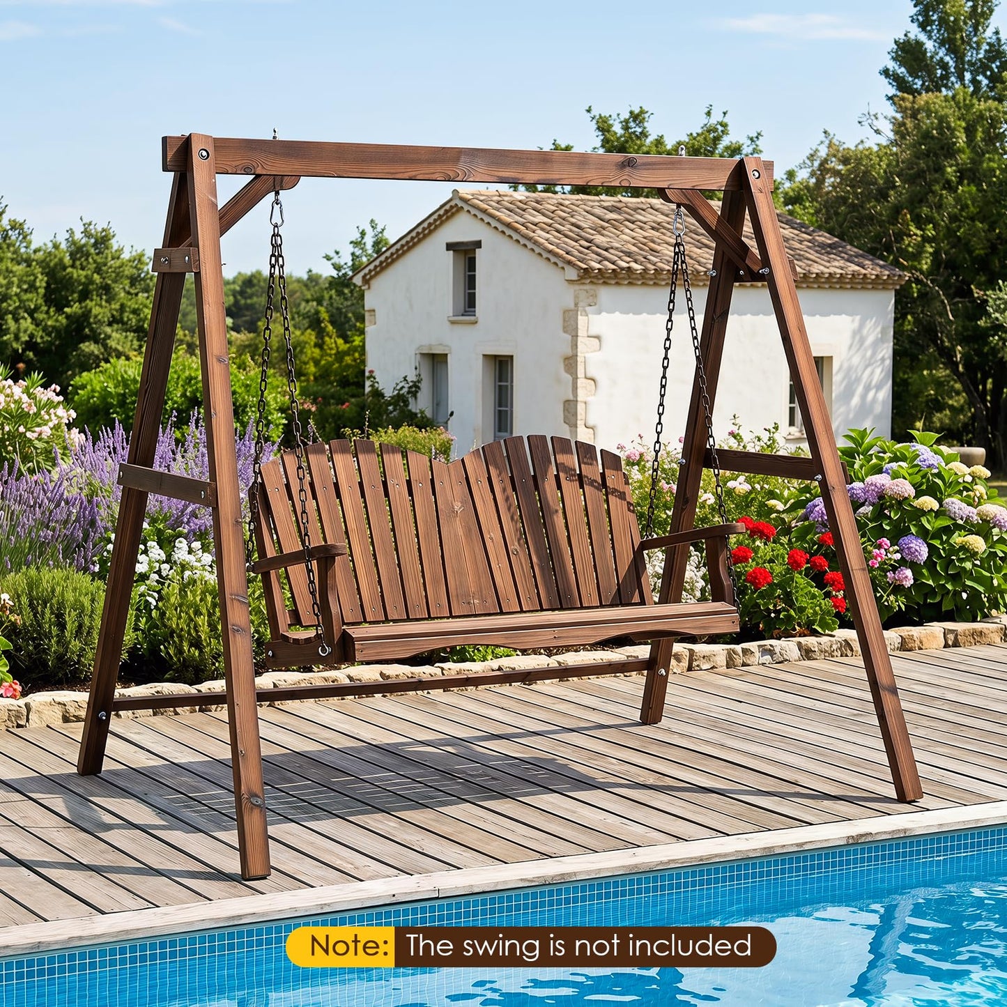 Tangkula 880lbs Wood Porch Swing Frame(72" x 54" x 66")