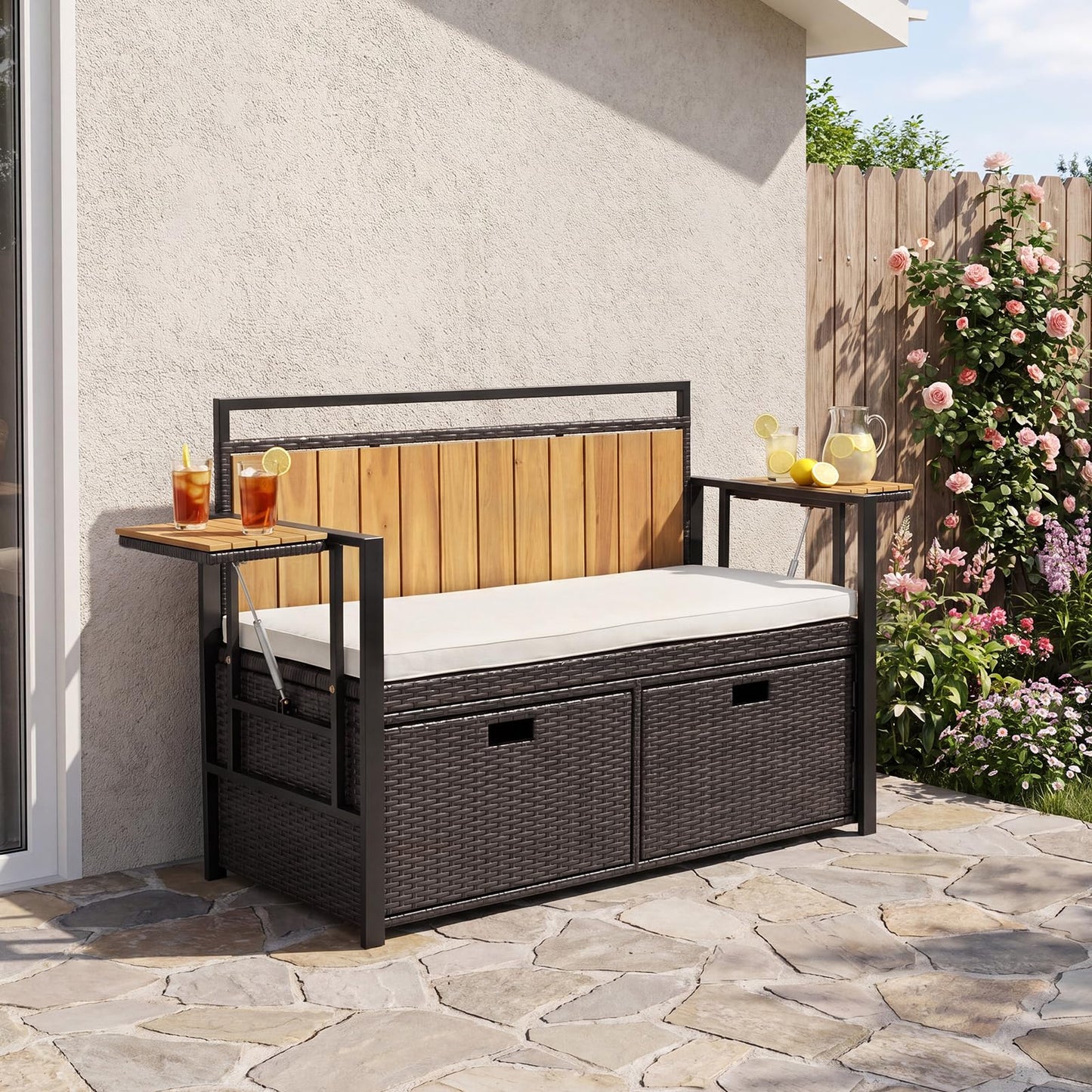 Tangkula 45 Gallon Outdoor Bench with Storage