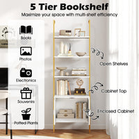 Tangkula 72.5” Tall Bookshelf 5 Tier Wall Mount Ladder Bookcase(1/2)