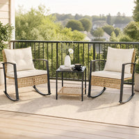 Tangkula 3-Piece Outdoor Rocking Chair Set for Garden